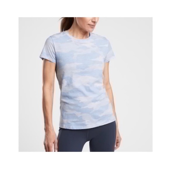 Athleta Tops - Athleta Organic Daily Camo Crew Stream Blue 1X NEW